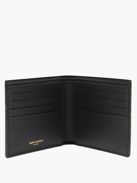 YSL-plaque crocodile-effect leather bi-fold wallet