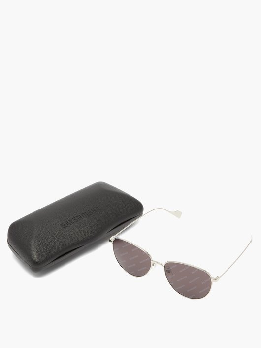 Logo-print round metal sunglasses