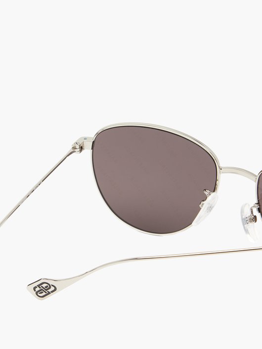 Logo-print round metal sunglasses