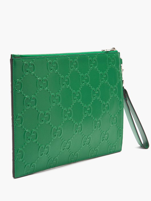 GG-monogram perforated-leather pouch