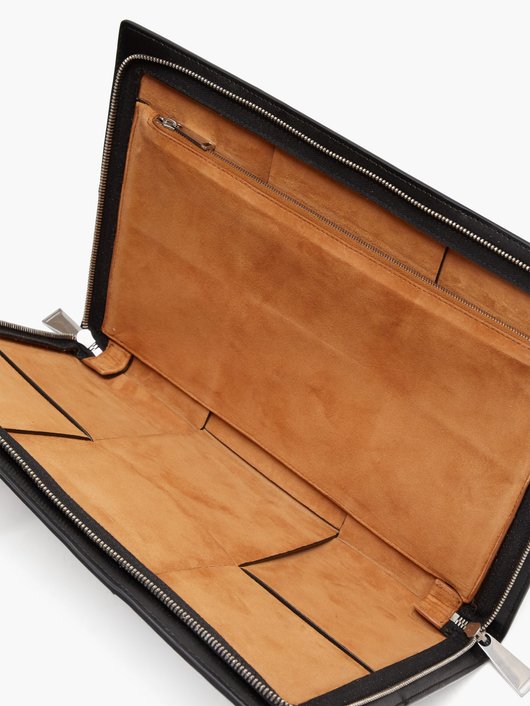 Intrecciato leather document case