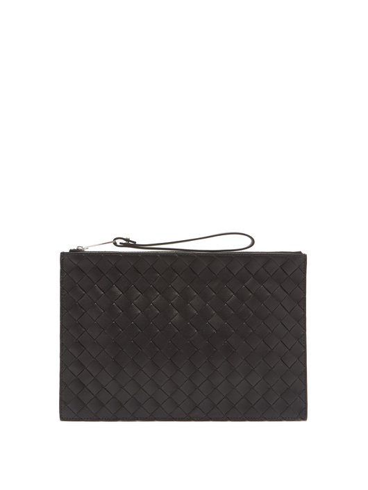 Intrecciato medium leather pouch