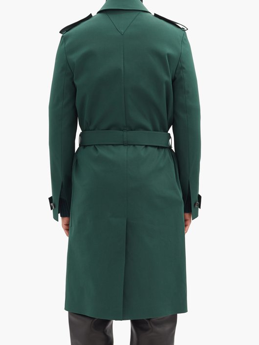 Belted cotton-blend twill longline coat