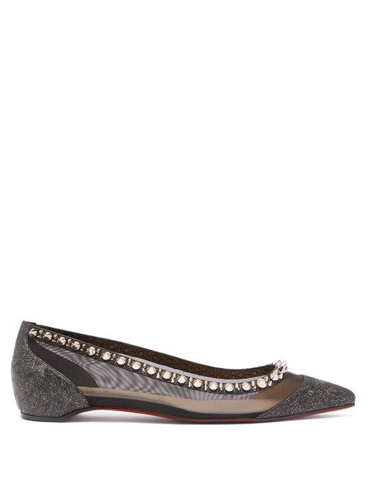 Galativi spike-embellished leather and mesh flats