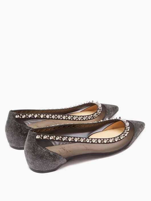 Galativi spike-embellished leather and mesh flats