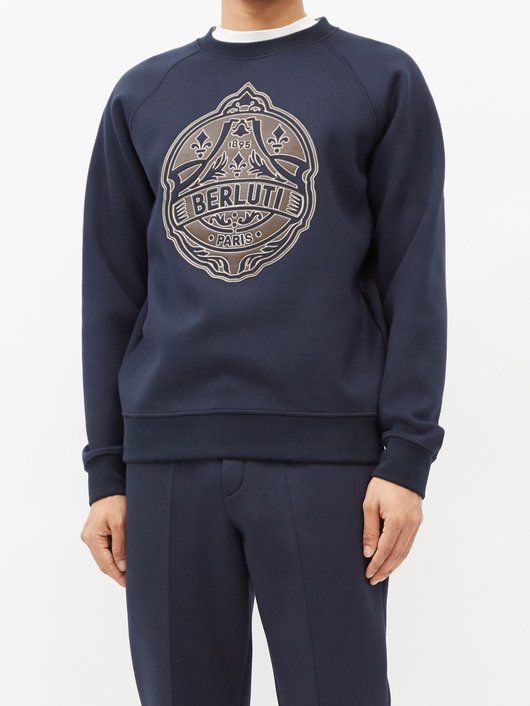 Berluti Leather-bonded crest jersey sweatshirt