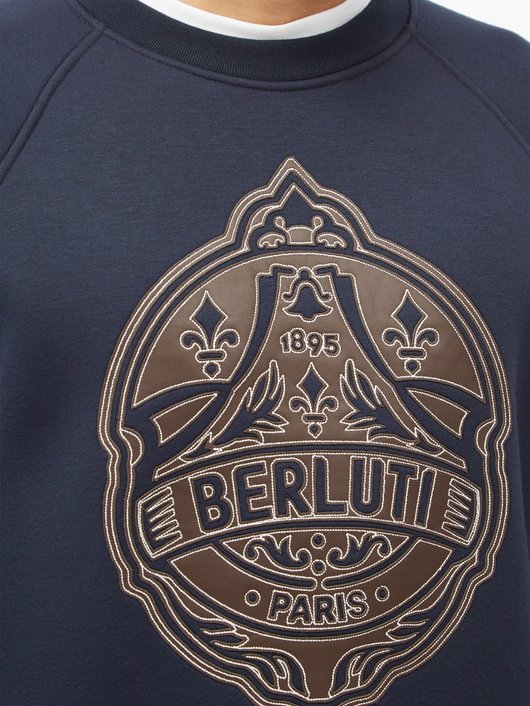 Berluti Leather-bonded crest jersey sweatshirt