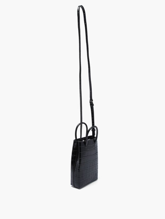 Shopping mini croc-efffect leather cross-body bag