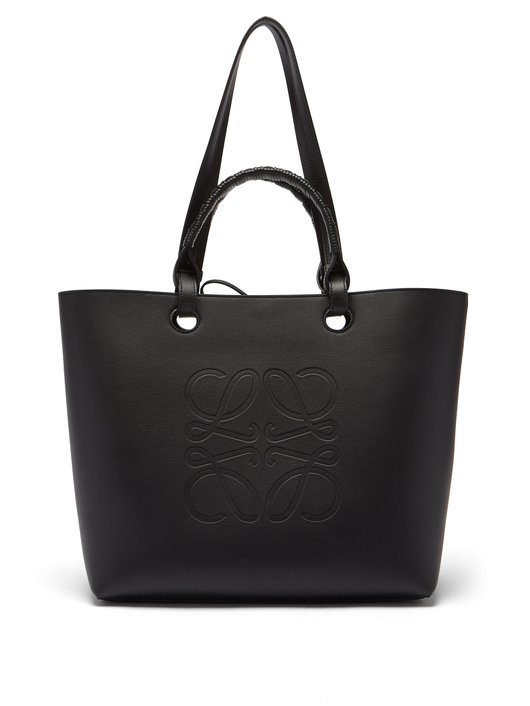 Anagram-debossed leather tote bag