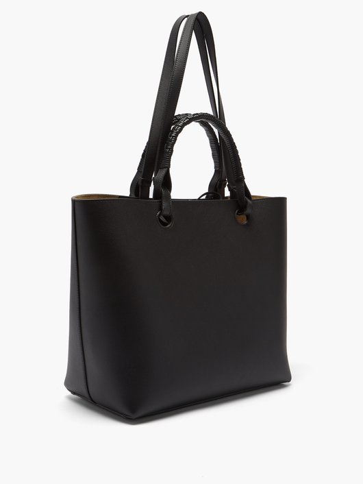 Anagram-debossed leather tote bag