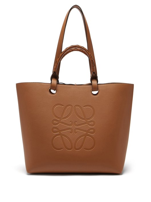 Anagram-debossed leather tote bag