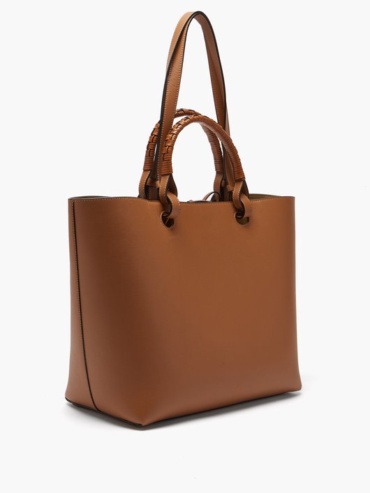 Anagram-debossed leather tote bag