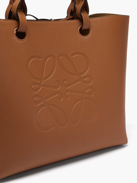 Anagram-debossed leather tote bag