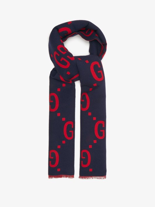 Gucci GG-jacquard wool-blend scarf