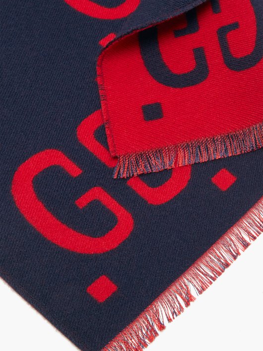 Gucci GG-jacquard wool-blend scarf