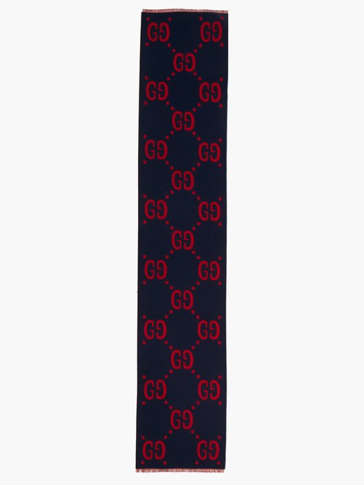 Gucci GG-jacquard wool-blend scarf