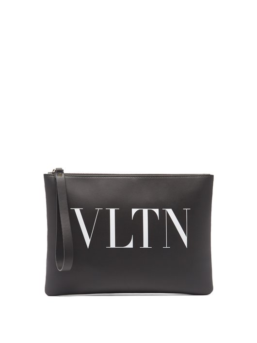 VLTN-print leather pouch