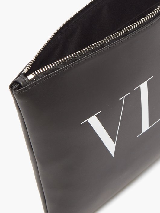 VLTN-print leather pouch