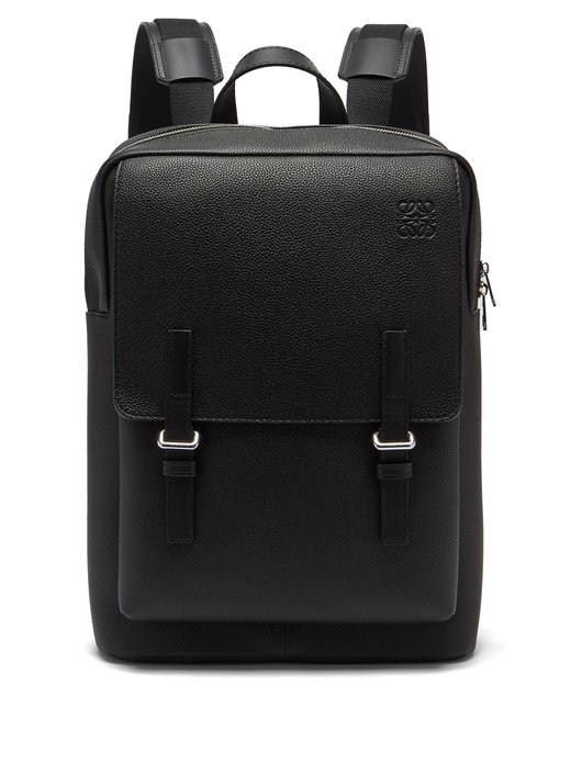 Military grained-leather backpack