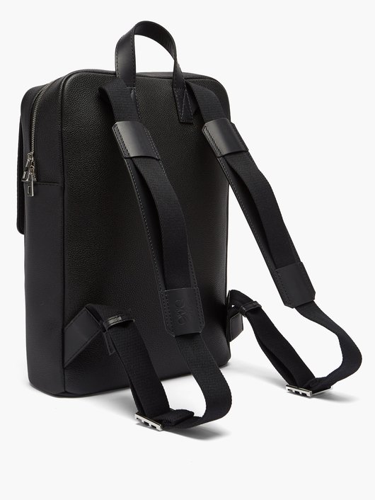 Military grained-leather backpack