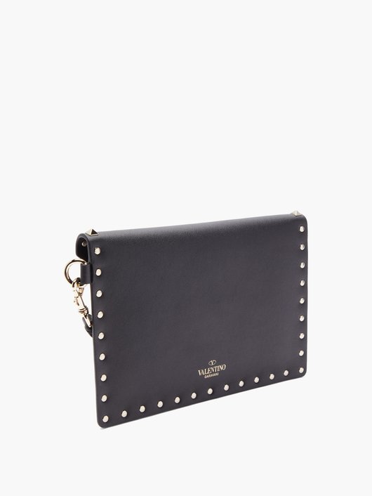 Rockstud leather envelope pouch