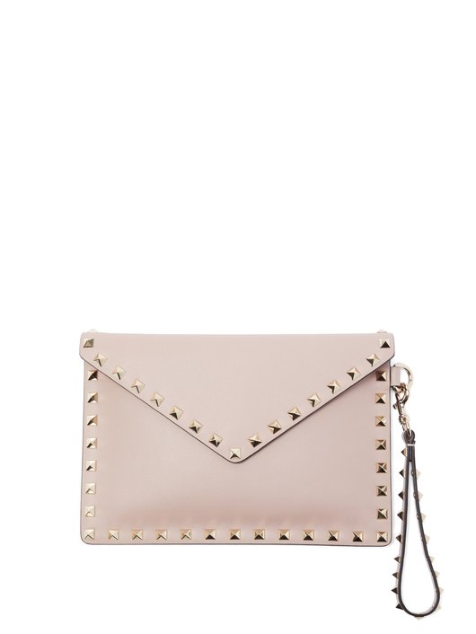 Rockstud leather envelope clutch