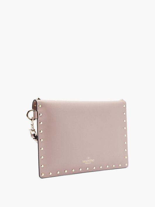 Rockstud leather envelope clutch