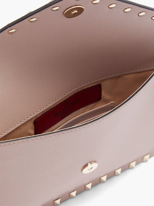 Rockstud leather envelope clutch