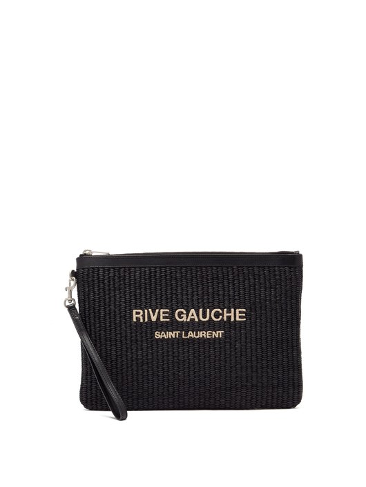 Rive Gauche raffia pouch