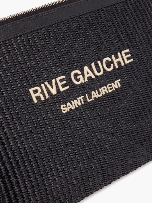 Rive Gauche raffia pouch