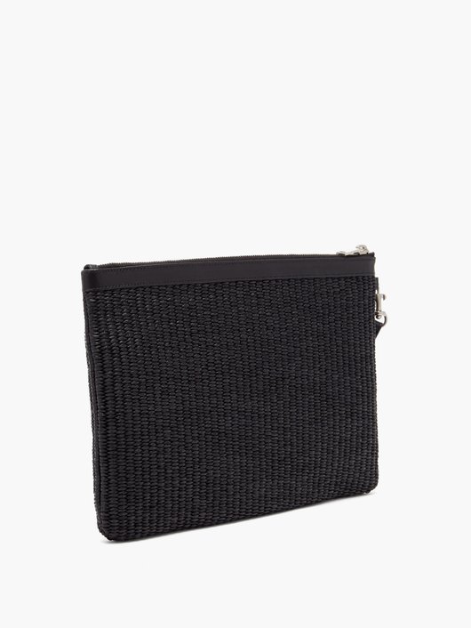 Rive Gauche raffia pouch