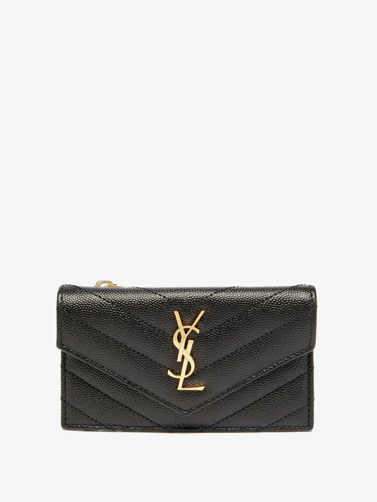 YSL-logo quilted-leather cardholder