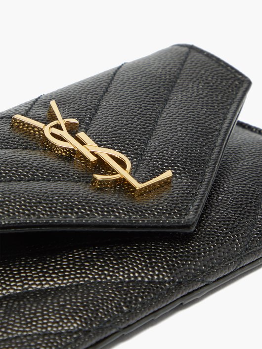 YSL-logo quilted-leather cardholder