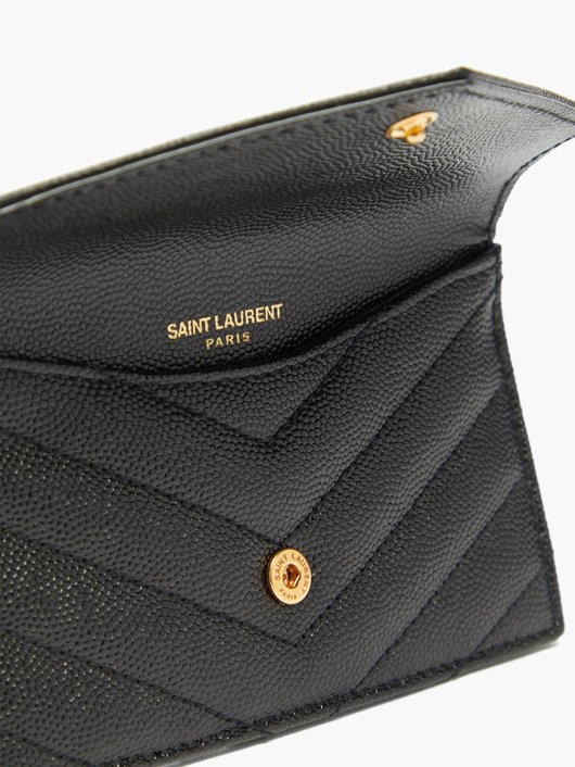 YSL-logo quilted-leather cardholder