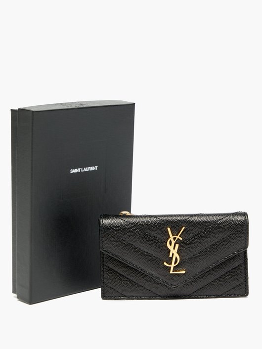 YSL-logo quilted-leather cardholder