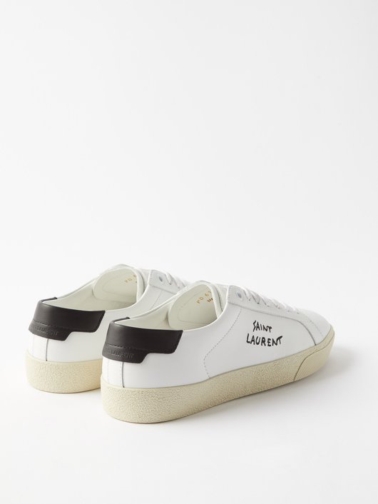 Court logo-embroidered leather trainers