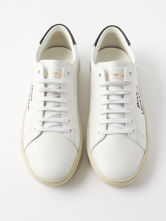 Court logo-embroidered leather trainers