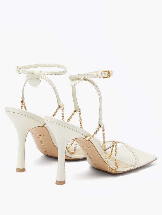 Stretch chain-embellished leather sandals