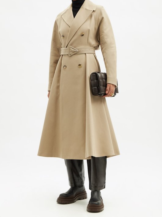 Double-breasted water-repellent canvas trench coat