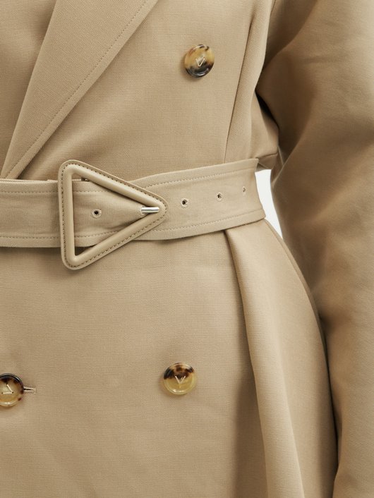 Double-breasted water-repellent canvas trench coat