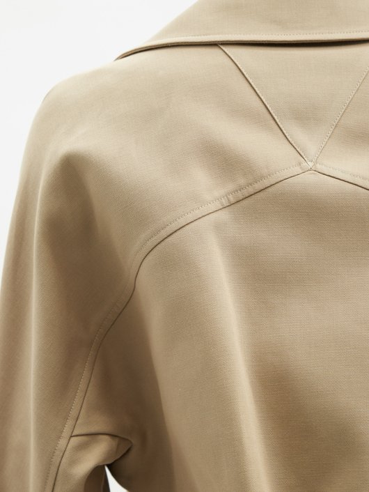 Double-breasted water-repellent canvas trench coat