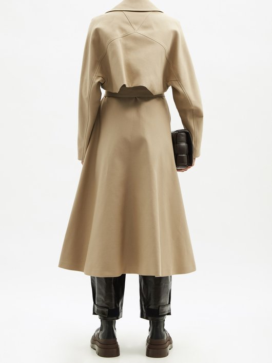 Double-breasted water-repellent canvas trench coat