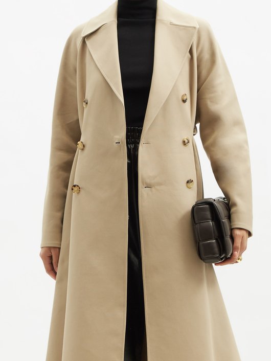 Double-breasted water-repellent canvas trench coat