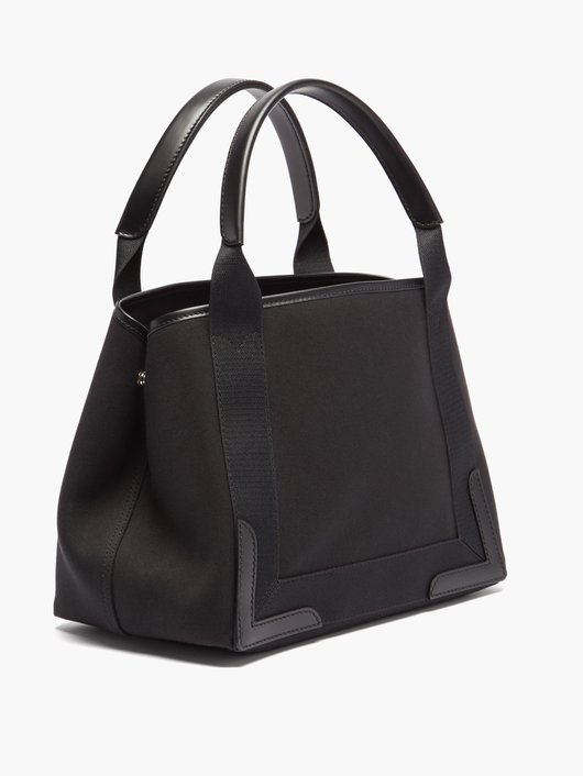 Cabas S logo-print leather-trim canvas tote bag