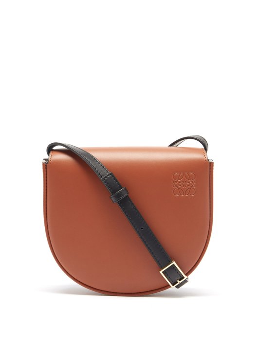 Heel bi-colour leather cross-body bag