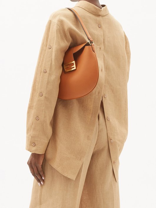 Croissant FF-logo leather shoulder bag