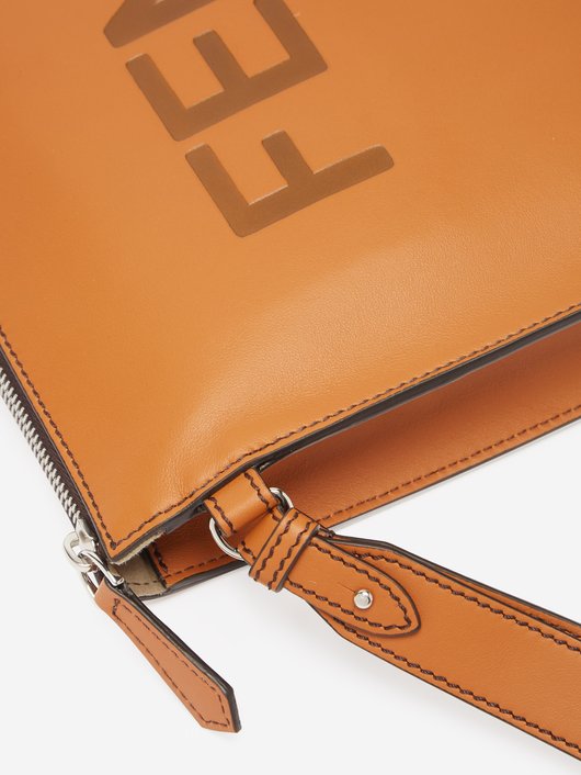 Fendi Logo-debossed leather pouch