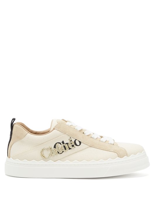 Lauren logo-embroidered canvas trainers