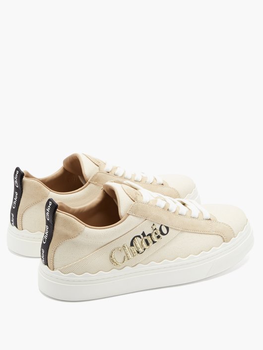 Lauren logo-embroidered canvas trainers