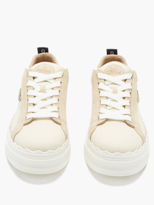 Lauren logo-embroidered canvas trainers